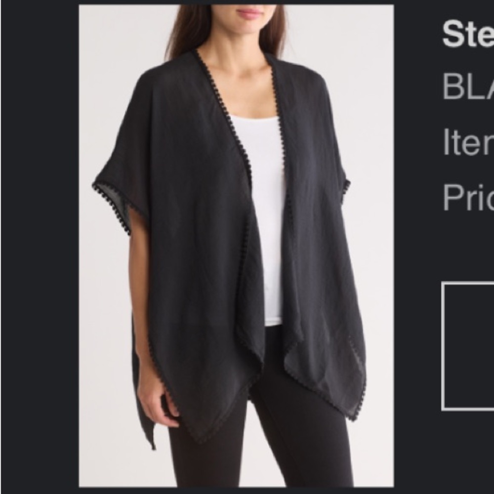 new steve madden black lacy cover up / kimono